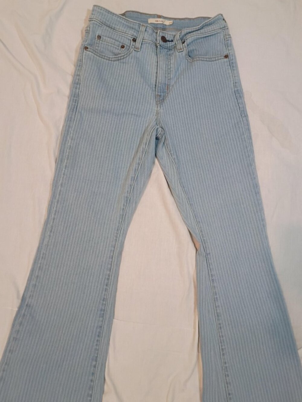 Levi's/Jeans/Womens 27/Light Wash/726 High Rise Flare Vertical Stripe Y2K Denim - Picture 5 of 8